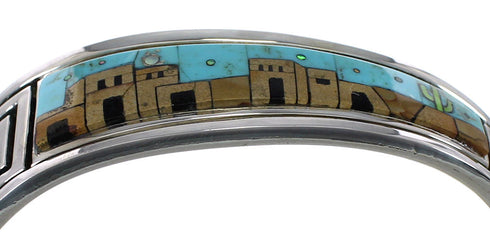 Multicolor Native American Design Feather Cuff Bracelet VX63915